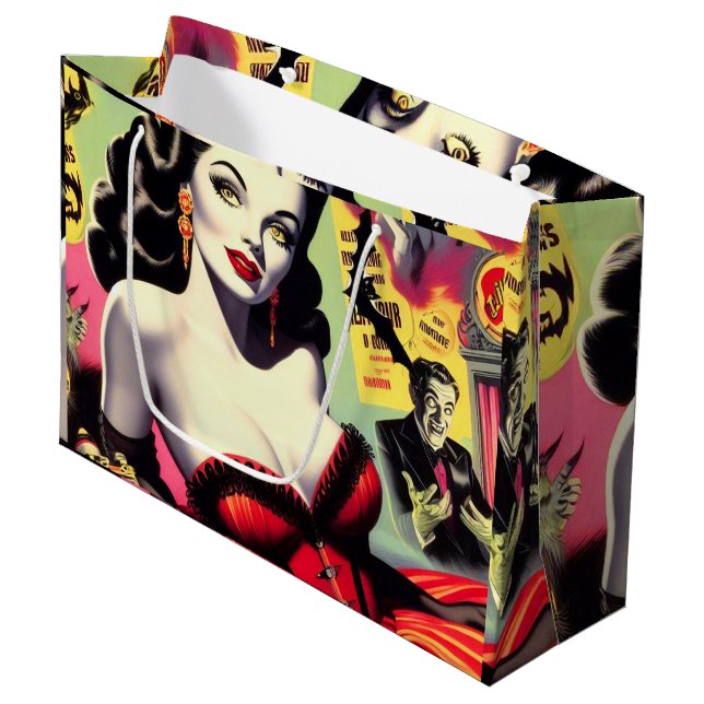 Beauty Vampire Pin-up Large Gift Bag (Front Angled)