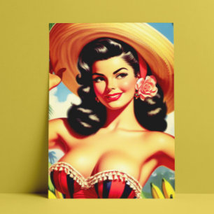 Beauty Vintage Latina Pin-up Postcard
