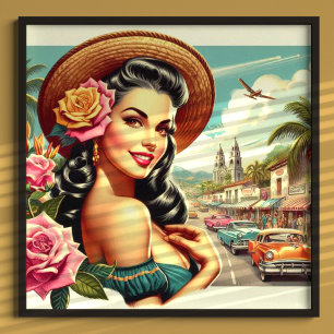 Beauty Vintage Woman Illustration Poster