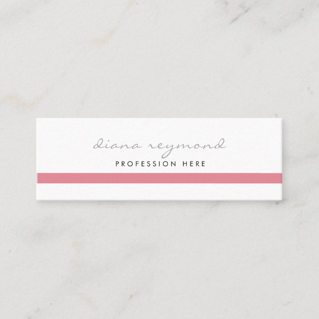 beauty white basic business card with pink stripe (Front)