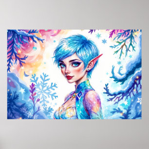 Beauty winter elf enchanted frost queen art poster
