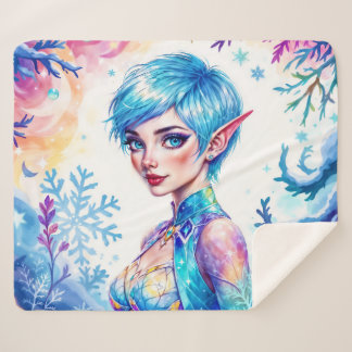 Beauty winter elf enchanted frost queen art sherpa blanket