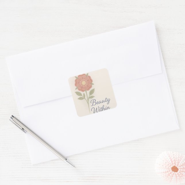 Beauty Within  Square Sticker (Envelope)