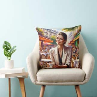 Beauty woman in cafe cushion