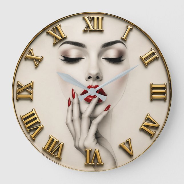 Beauty Woman Makeup Art Large Clock (Front)