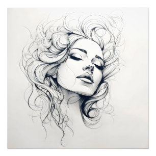 Beauty Woman Sketch Photo Print