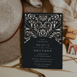 Beaux Arts | Vintage Art Deco Wedding<br><div class="desc">Elegant vintage wedding invitations in rich charcoal off-black feature ornate rose gold foil detailing that evokes the look of cut paper in a papel picado style.</div>