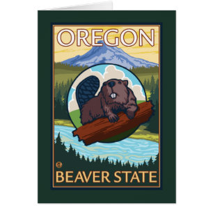 Beaver and Mount Hood Scene Vintage Travel