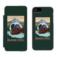 Beaver and Mount Hood Scene Vintage Travel