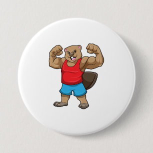 Beaver as Bodybuilder with big Upper arms 7.5 Cm Round Badge