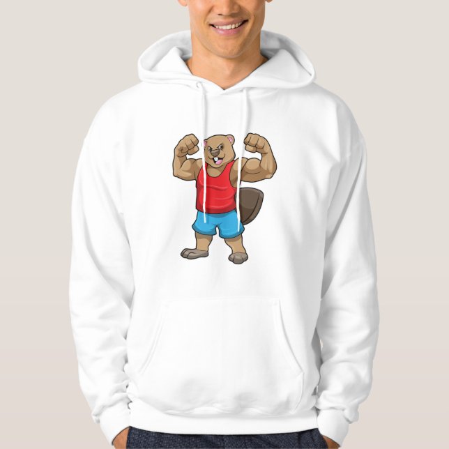 Beaver as Bodybuilder with big Upper arms Hoodie (Front)
