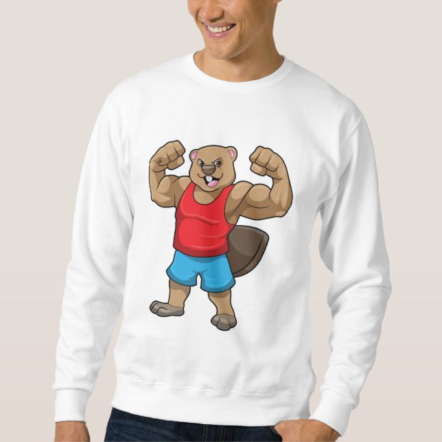 Beaver as Bodybuilder with big Upper arms Sweatshirt (Front)
