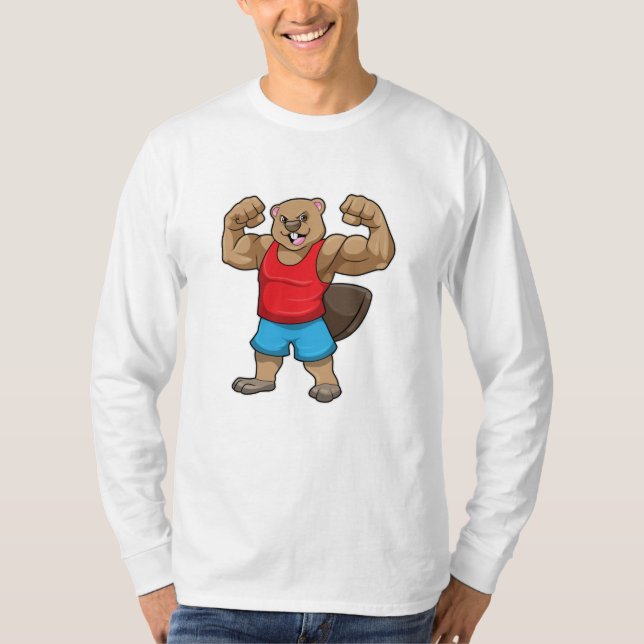 Beaver as Bodybuilder with big Upper arms T-Shirt (Front)