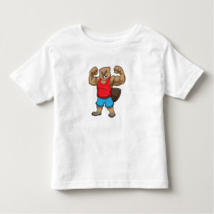 Beaver as Bodybuilder with big Upper arms Toddler T-Shirt