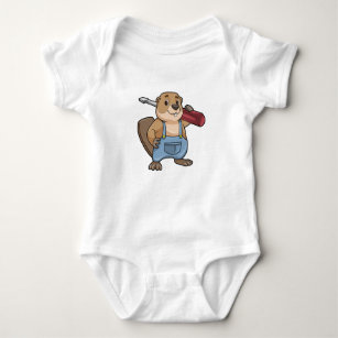 Beaver as Craftsman with Wrench Baby Bodysuit