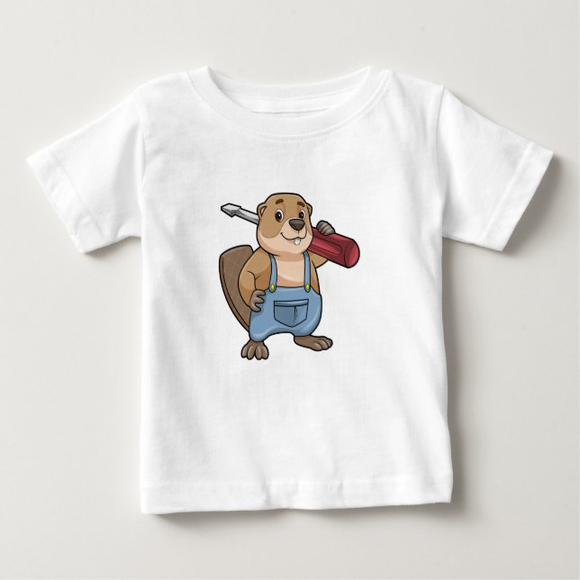 Beaver as Craftsman with Wrench Baby T-Shirt (Front)