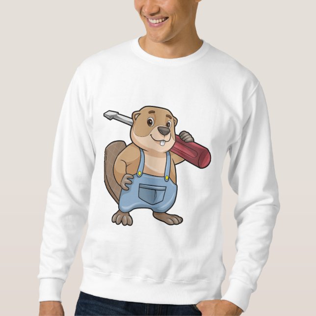 Beaver as Craftsman with Wrench Sweatshirt (Front)