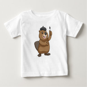 Beaver as Painter with Paint brush Baby T-Shirt