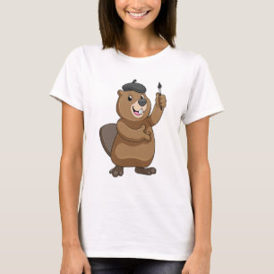 Beaver as Painter with Paint brush T-Shirt