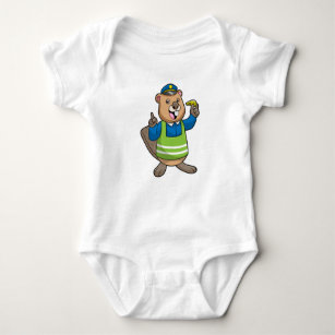 Beaver as Police officer with Whistle Baby Bodysuit