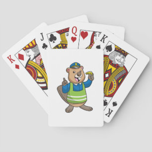 Beaver as Police officer with Whistle Playing Cards