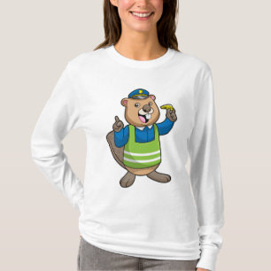 Beaver as Police officer with Whistle T-Shirt