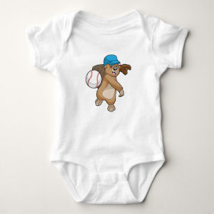 Beaver at Baseball Sports with Cap Baby Bodysuit