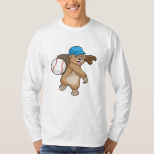 Beaver at Baseball Sports with Cap T-Shirt