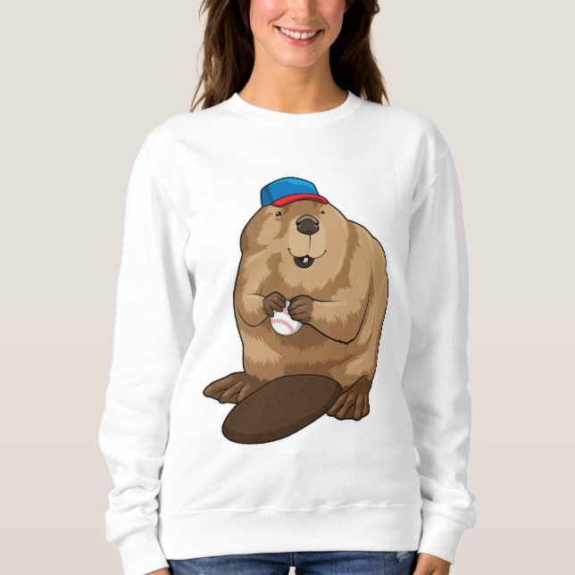 Beaver at Baseball with Baseball ball Sweatshirt (Front)