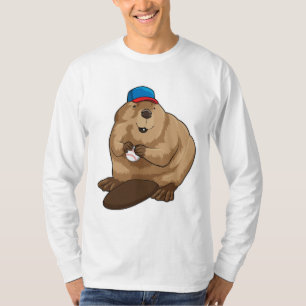 Beaver at Baseball with Baseball ball T-Shirt