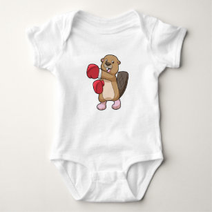 Beaver at Boxing with Boxing gloves Baby Bodysuit