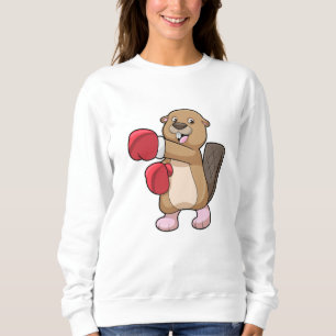 Beaver at Boxing with Boxing gloves Sweatshirt