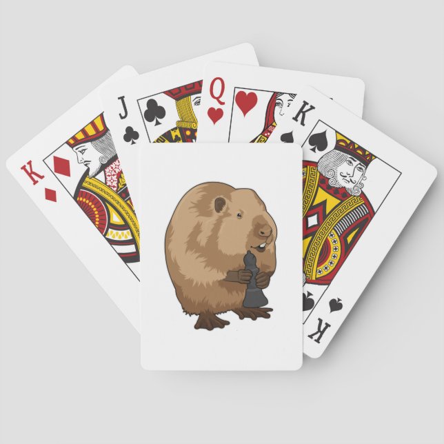 Beaver at Chess with Chess piece Bishop Playing Cards (Back)