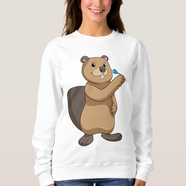 Beaver at Darts with Dart Sweatshirt (Front)