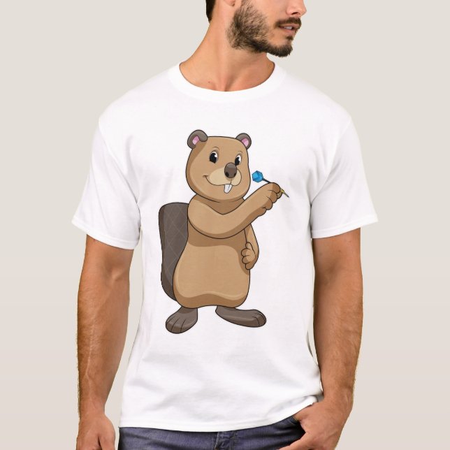Beaver at Darts with Dart T-Shirt (Front)