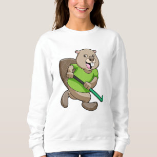 Beaver at Hockey with Hockey bat Sweatshirt