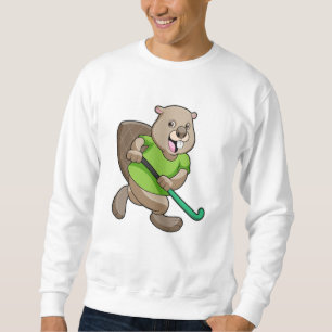 Beaver at Hockey with Hockey bat Sweatshirt