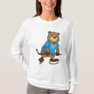 Beaver at Ice hockey with Ice hockey stick T-Shirt