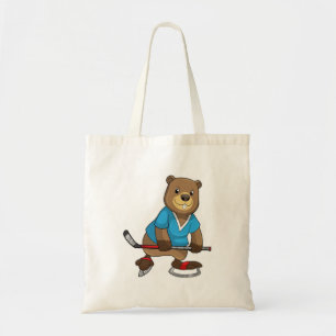 Beaver at Ice hockey with Ice hockey stick Tote Bag