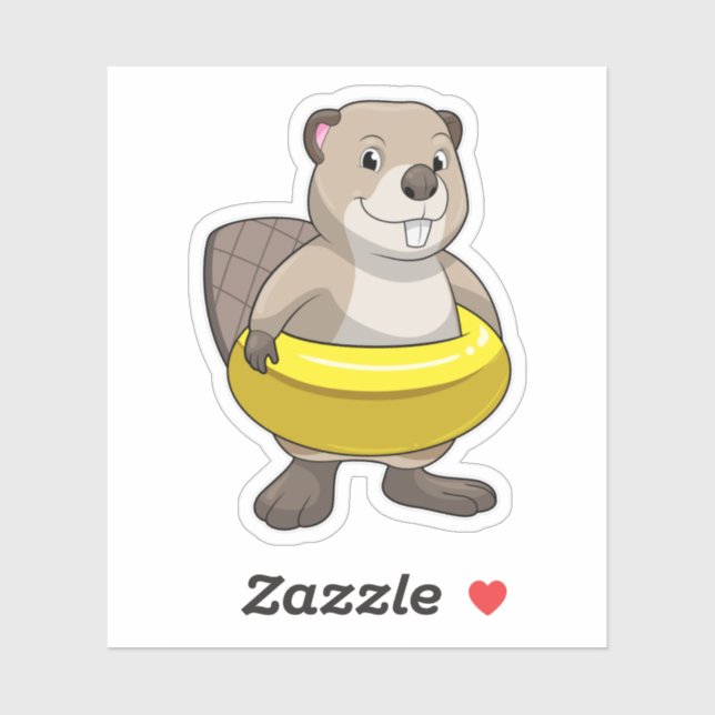 Beaver at Swimming with Swim ring (Sheet)