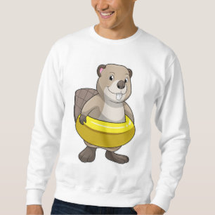 Beaver at Swimming with Swim ring Sweatshirt