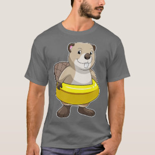 Beaver at Swimming with Swim ring T-Shirt