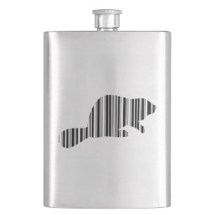 BEAVER BAR CODE Animal Barcode Pattern Design Hip Flask