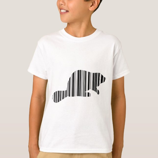 BEAVER BAR CODE Animal Barcode Pattern Design T-Shirt (Front)