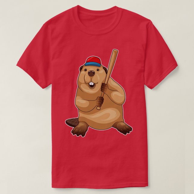 Beaver Baseball bat Baseball T-Shirt (Design Front)