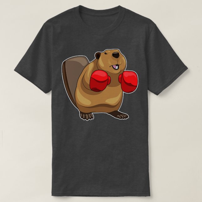 Beaver Boxer Boxing gloves T-Shirt (Design Front)