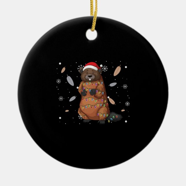 Beaver Christmas Decoration - Christmas Tree Funny (Front)