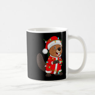 Beaver Christmas Lights Santa Costume Cute Animal Coffee Mug