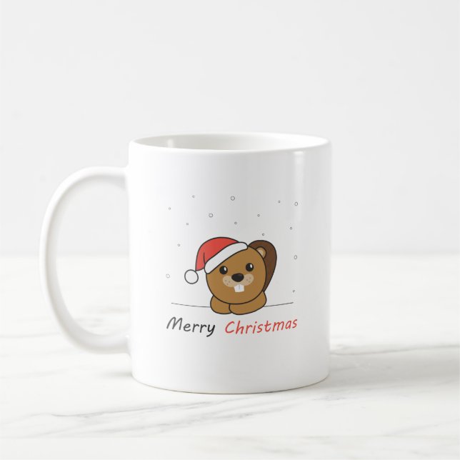 Beaver Christmas Snow Winter Animals Beaver Coffee Mug (Left)