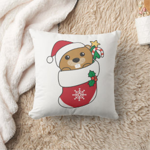 Beaver Christmas Snow Winter Animals Beaver Cushion